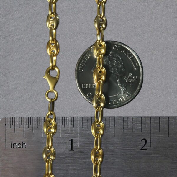 14k Tri Color Gold High Polish Puffed Mariner Link Chain (4.90 mm) - Image 6