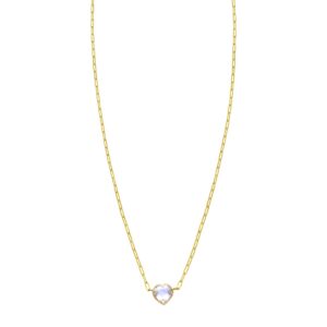 14K Yellow Gold White Topaz Heart Necklace (1.50 mm)