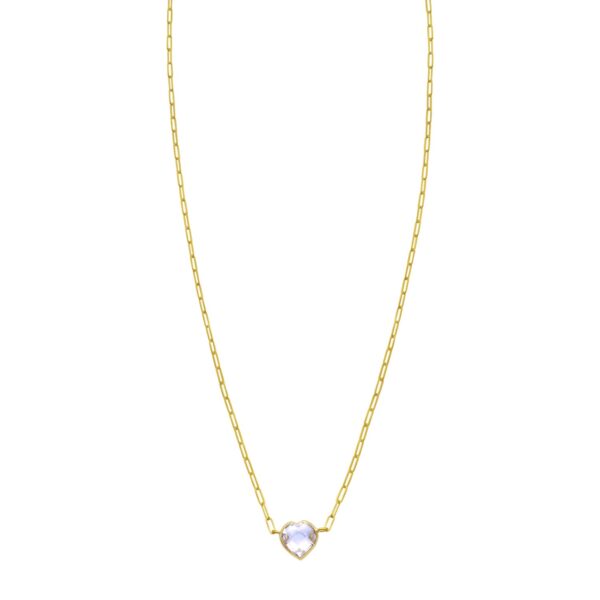 14K Yellow Gold White Topaz Heart Necklace (1.50 mm)