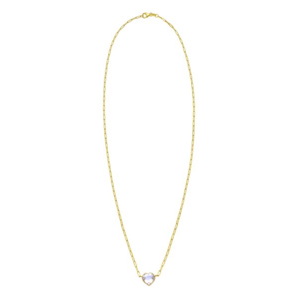 14K Yellow Gold White Topaz Heart Necklace (1.50 mm) - Image 2