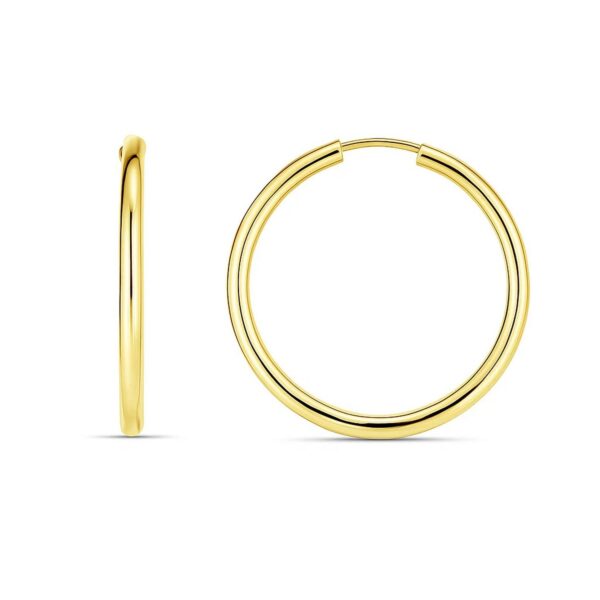 14k Yellow Gold Endless Round Hoop Earrings(2x21mm)