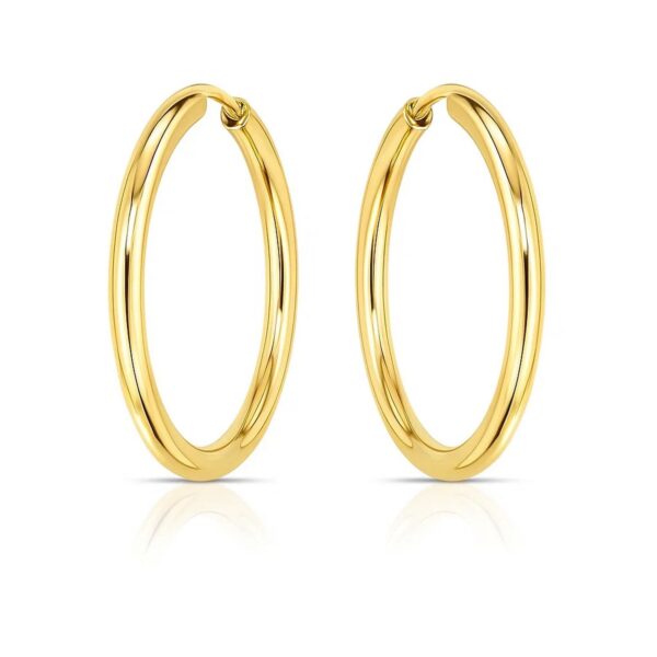 14k Yellow Gold Endless Round Hoop Earrings(2x21mm) - Image 2