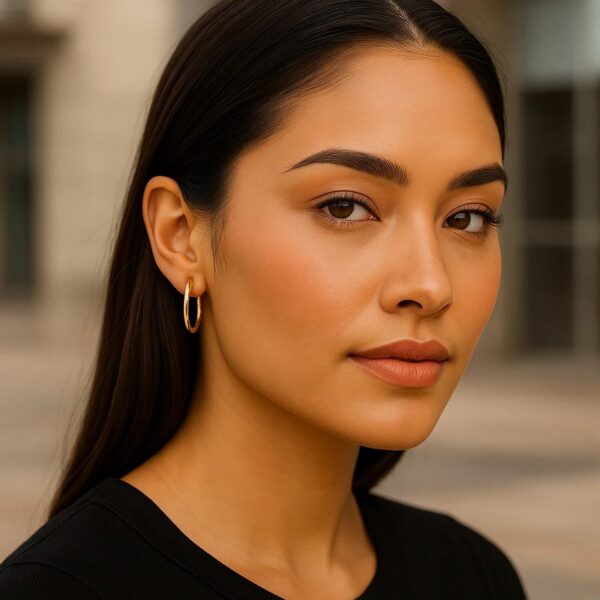 14k Yellow Gold Endless Round Hoop Earrings(2x21mm) - Image 4