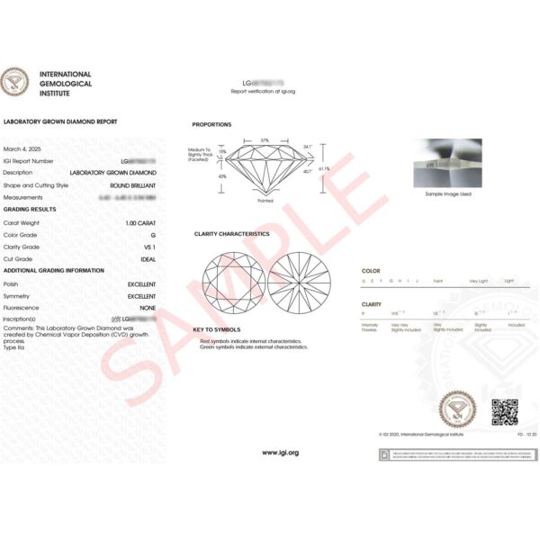 1 Carat Round Lab Grown IGI G/VS1 Diamond Solitaire Ring in 10K Yellow Gold - Image 3