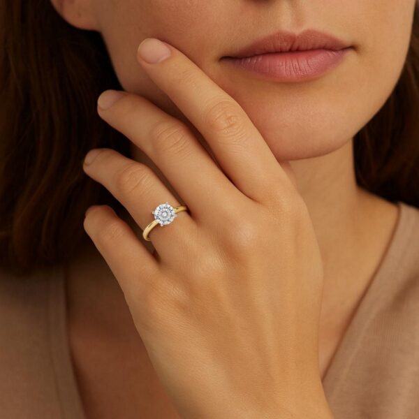 1 Carat Round Lab Grown IGI G/VS1 Diamond Solitaire Ring in 10K Yellow Gold - Image 6