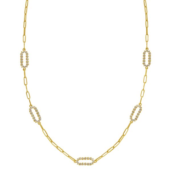 14K Yellow Gold Diamon Oro Paperclip Necklace