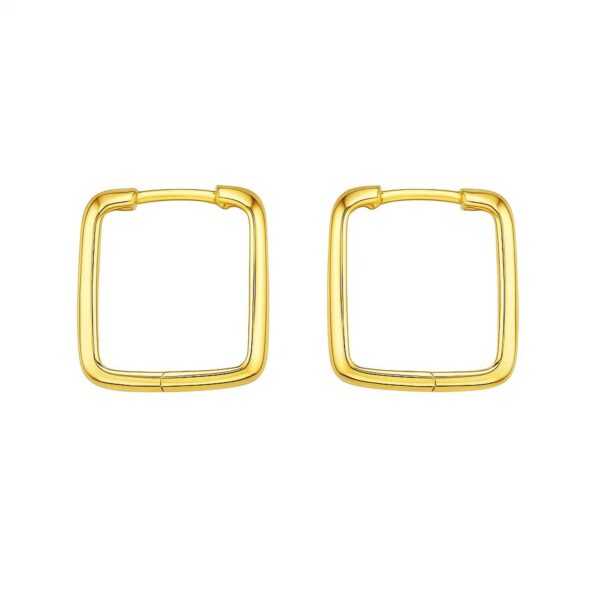 14 Yellow Gold Square Hoop Earrings - Image 2