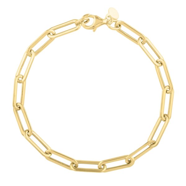 Long Domed Paperclip Bracelet in 14K Yellow Gold - Image 3