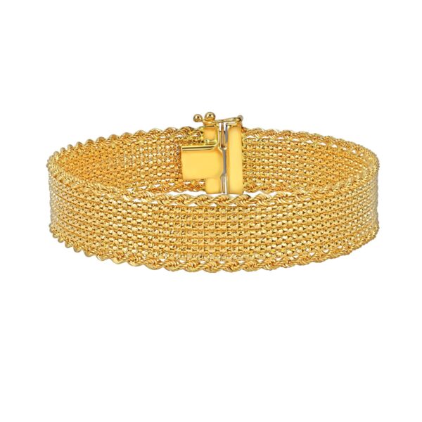 Diamond Cut Mesh Cleopatra Bracelet in 14K Yellow Gold - Image 2