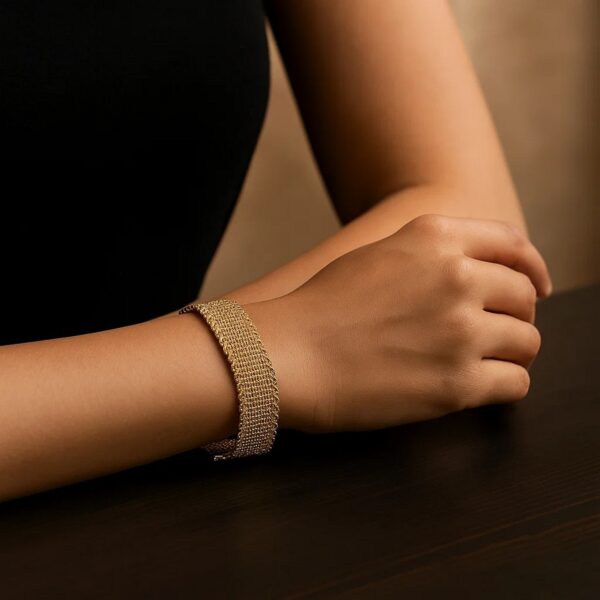Diamond Cut Mesh Cleopatra Bracelet in 14K Yellow Gold - Image 3