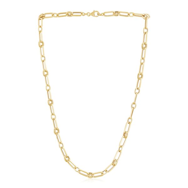14k Yellow Gold High Polish Paperclip Rondel Link Chain (5.60 mm) - Image 2