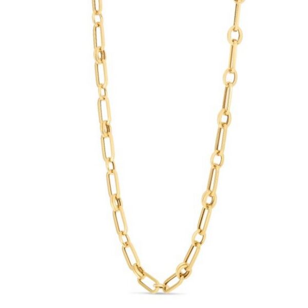 14k Yellow Gold High Polish Paperclip Rondel Link Chain (5.60 mm) - Image 4