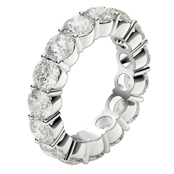 Round Cut Lab Grown Diamond Eternity Ring in 14k White Gold (5 cttw FG/VS2) - Image 4