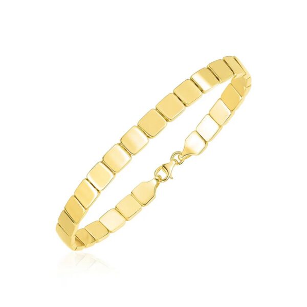 14k Yellow Gold High Polish Square Link Bracelet (6.00 mm) - Image 2