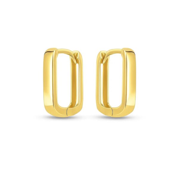 14k Yellow Gold Small Square Huggie Hoops - Image 2