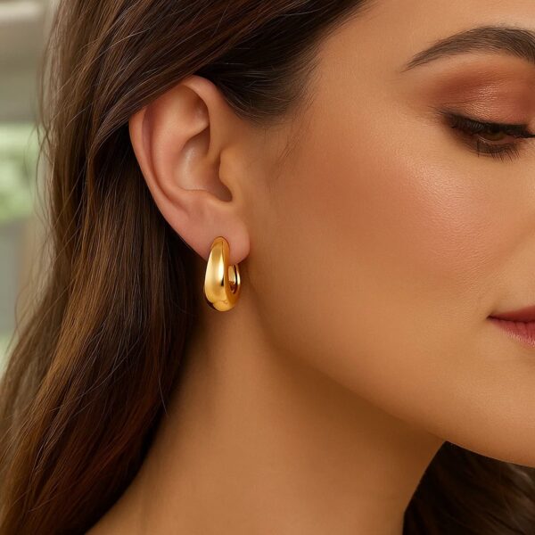 Tapered Electroform Hoop Earrings in 14K Yellow Gold - Image 3