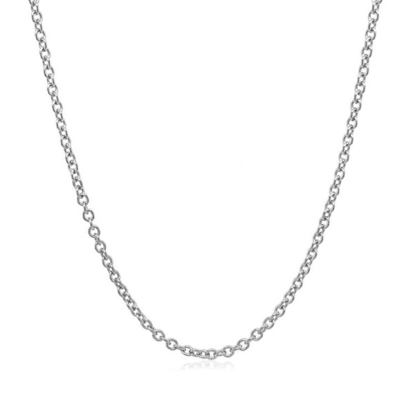 14k White Gold Round Cable Link Chain (1.9 mm) - Image 2