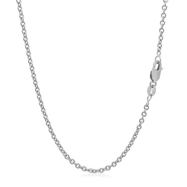 14k White Gold Round Cable Link Chain (1.9 mm) - Image 3