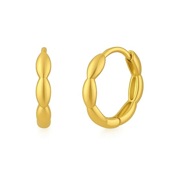 Small Rice Hoop Earrings in 14K Yellow Gold - Image 2