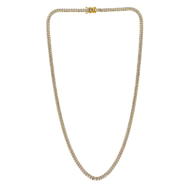 Classic Miami Cuban White Pave Solid Chain in 14k Yellow Gold (4.00 mm) - Image 3