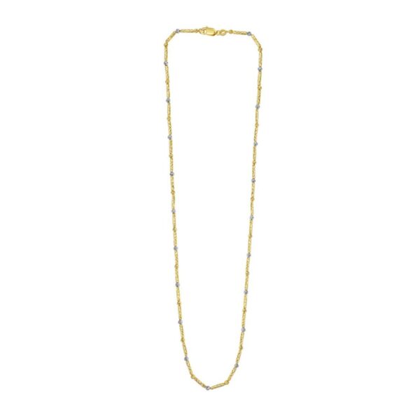 Two Tone Bar and Bead Necklace in 14K Gold - Image 2