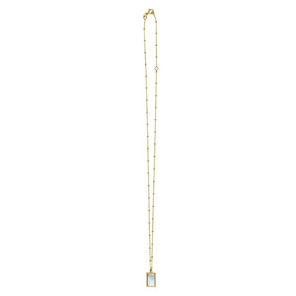 MOP Geometric Gem Rectangle Necklace in 14K Yellow Gold - Image 2