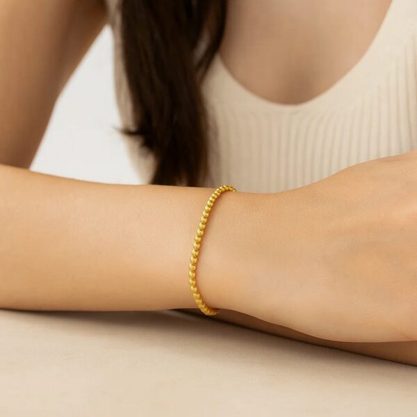 14K Yellow Gold Bead Bracelet (4.00 mm) - Image 2