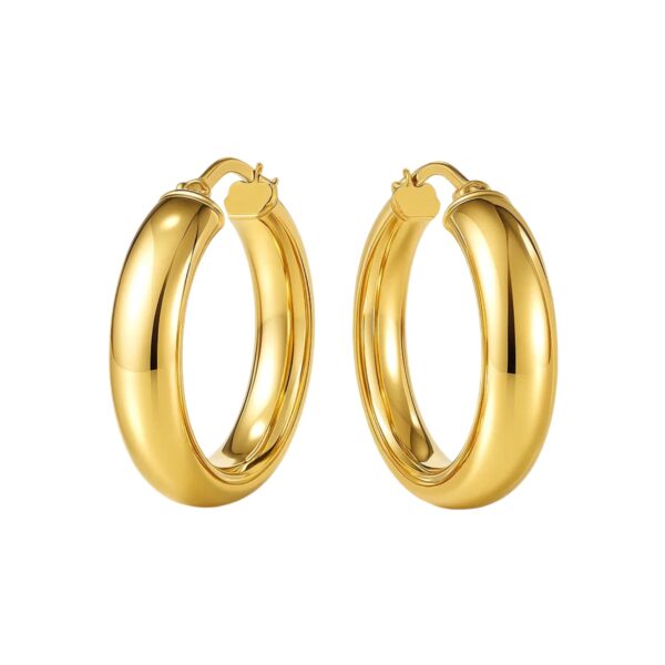 14k Yellow Gold Wedding Band Hoops (6x25mm) - Image 2