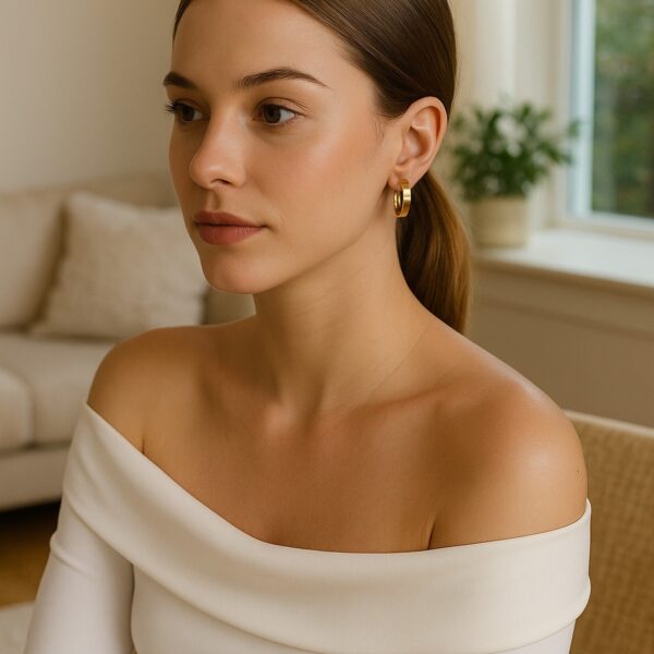 14k Yellow Gold Wedding Band Hoops (6x25mm) - Image 5
