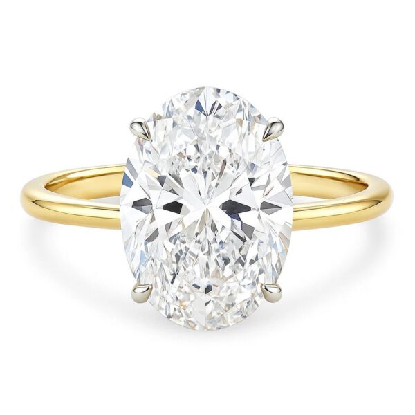 5 Carat Oval Lab Grown IGI G/VS1 Diamond Solitaire Ring in 14K Yellow Gold - Image 3