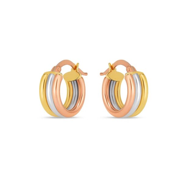 14k Tri Color Gold Trilogy Hoops - Image 2