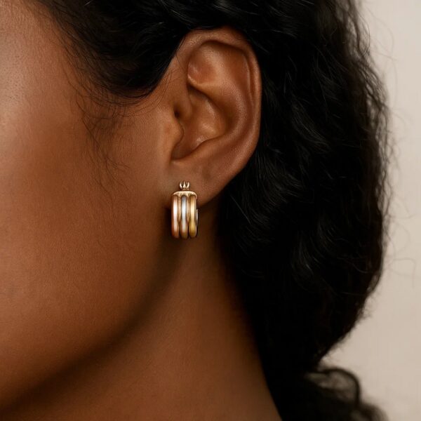 14k Tri Color Gold Trilogy Hoops - Image 3