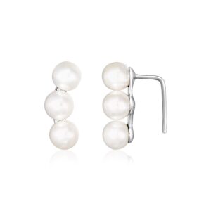 Sterling Silver Climber Earrings with Freshwater Pearls