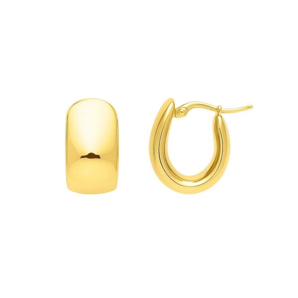 Wide Huggie Hoop Earrings in 14K Yellow Gold - Image 2