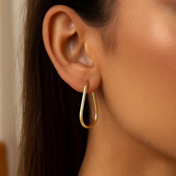 14k Yellow Gold Endless Pear Hoop Earrings - Image 5