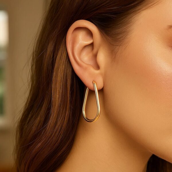 14k Yellow Gold Endless Pear Hoop Earrings - Image 6