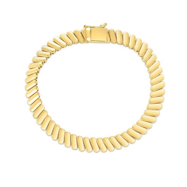 14k Yellow Gold Rib Link Bracelet (7.00 mm) - Image 2