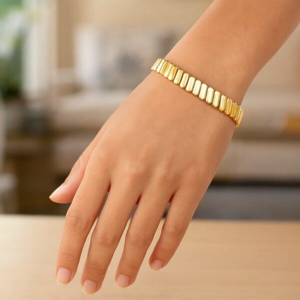 14k Yellow Gold Rib Link Bracelet (7.00 mm) - Image 6
