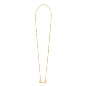 14k Yellow Gold Elongated Link Paperclip Necklace