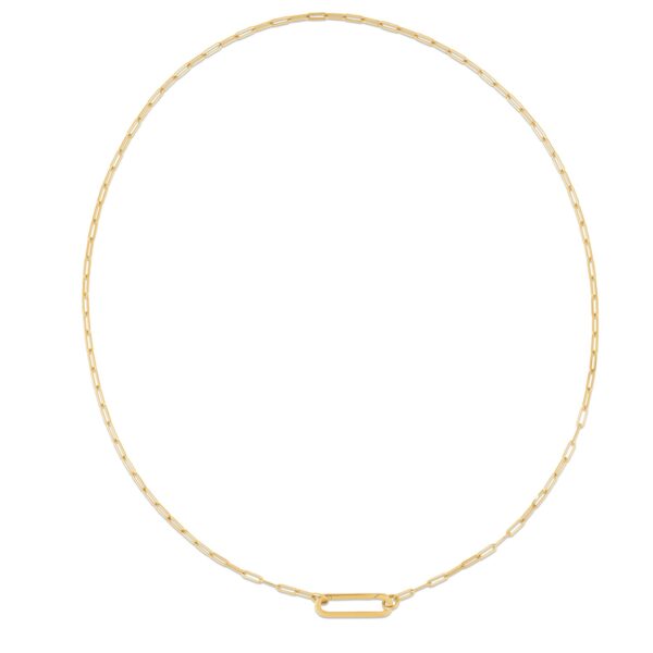14k Yellow Gold Elongated Link Paperclip Necklace - Image 4