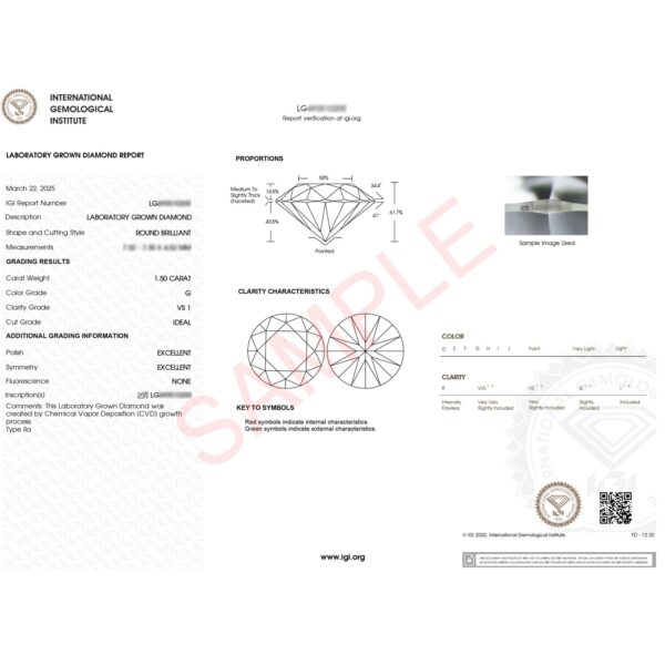1 1/2 Carat Round Lab Grown IGI G/VS1 Diamond Solitaire Ring in 14K White Gold - Image 3