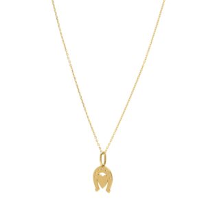 Heart and Horse Necklace in 14K Yellow Gold