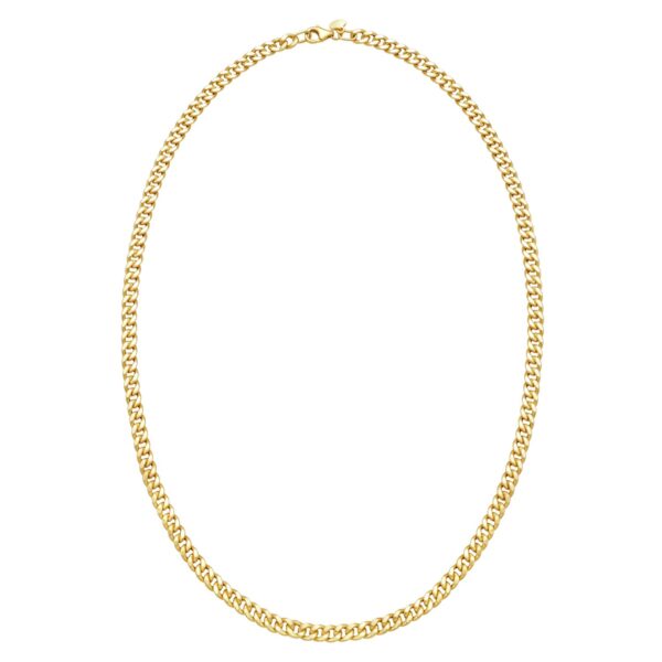 14K Yellow Gold Petite Faceted Cuban Link Chain Necklace (4.50 mm) - Image 2