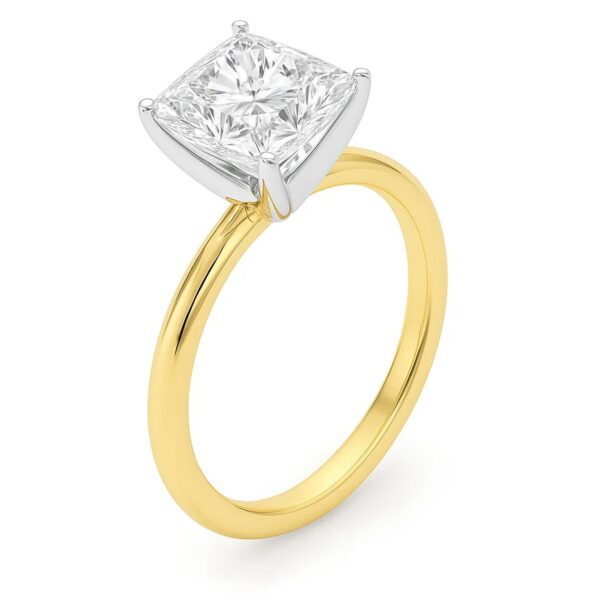 3 Carat Princess Lab Grown IGI G/VS1 Diamond Solitaire Ring in 10K Yellow Gold - Image 3