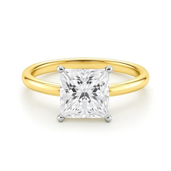 3 Carat Princess Lab Grown IGI G/VS1 Diamond Solitaire Ring in 10K Yellow Gold - Image 4