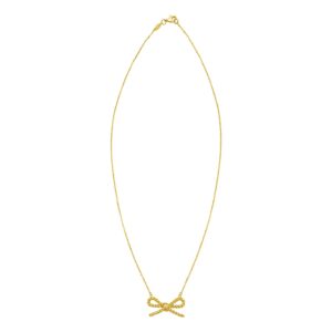 14K Yellow Gold Polished Twisted Rope Bow Necklace