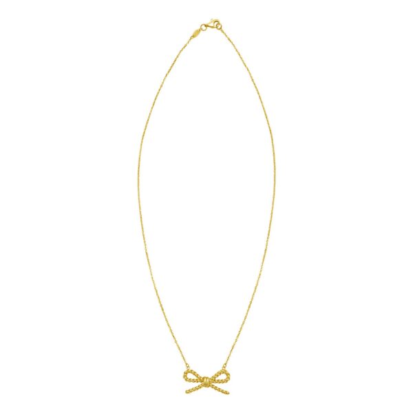 14K Yellow Gold Polished Twisted Rope Bow Necklace