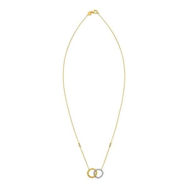 14K Two Tone Gold Interlocking Circle Necklace - Image 2