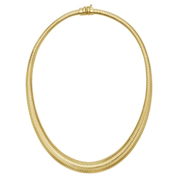 14K Yellow Gold Graduated Tubogas Necklace - Image 2