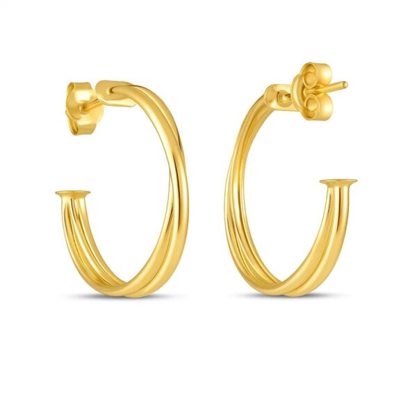 14k Yellow Gold Large Crossover Hoops - Image 2